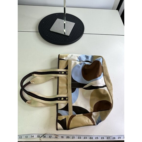 Coach Y2K Hamptons Weekend Scarf Print Tote Brass, Multicolor Brown/Blue - Picture 5 of 10